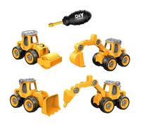 4 Pezzi per Bambini Playset Pull Back Cars Road Roller Escavator Bulldozer Pile