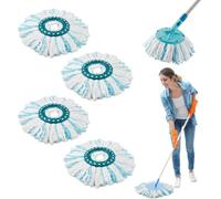 4 Pezzi per Leifheit CLEAN Twist Disc Mop Ergo Ricambio Mocio Kit, Sistema a 2 Fibre per Leifheit Rotomop Ricambio, per Tutti i Tipi di Terreno, Particelle di Sporco
