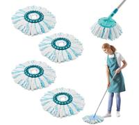 4 Pezzi per Leifheit CLEAN Twist Disc Mop Ergo Ricambio Mocio Kit, Sistema a 2 Fibre per Leifheit Rotomop Ricambio, per Tutti i Tipi di Terreno