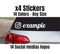 4 pezzi personalizzati Instagram Profilo Tiktok Facebook WhatsApp Twitter YouTube Snapchat Adesivi per casco auto, moto bicicletta