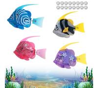 4 Pezzi Pesce Giocattolo Elettronico, Afenau Luminoso Nuoto Robot Pesce con 16 Batterie, Robot Fish Toys, Nuoto Robot pesce LED, Pesci Giocattolo per Bambini, Giocattolo da Bagno