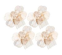 4 Pezzi Pettine Chioma da Sposa Floreale Oro Stile Vintage Barocco | Lega e Plastica, per Raccolto e Cerimonia, Design Leggero Finitura Elegante
