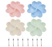 4 pezzi piatti per snack a forma di cuore, stoviglie piatti per caramelle e snack, Piatti da spuntino con scomparti, con 8 forchette da frutta, per spuntini, caramelle, dessert