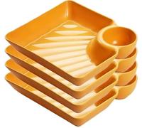 4 Pezzi Piatto Separato for Salsa, Con Piatto Salsa Piatti Ravioli In Plastica Scomparto for Patatine Snack Ravioli Di Sushi(Yellow*4)