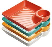 4 Pezzi Piatto Separato for Salsa, Con Piatto Salsa Piatti Ravioli In Plastica Scomparto for Patatine Snack Ravioli Di Sushi(Mix*4)