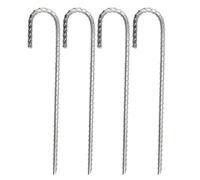 4 Pezzi Picchetti di Ancoraggio a Terra, 30cm Ancoraggio a Terra per Tenda, J Gancio di Picchetti per Tenda in Acciaio Zincato per Tende da Campeggio, Trampolini, Tettoie, Altalene