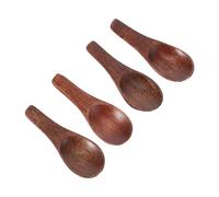 4 Pezzi Piccoli di Legno Fatti a Mano in Bambù, Marrone | Dosaggio Preciso per Spezie e Caffè Macinato, Punta Tonda, Uso Quotidiano in Cucina e Viaggio