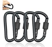 4 Pezzi Piccolo Moschettone Nero con Bloccaggio,Aluminum Alloy Carabiner Heavy Duty D Ring Clip Hook Locking,Moschettone portachiavi,Moschettoni Piccolo,per viaggi, campeggio