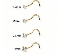 4 pezzi Piercing al naso in acciaio inossidabile con zirconia, a forma di stella a cinque punte e cuore, con cristalli strass, anelli e piercing al naso dritti Tagli UnicaZirconia Cubica