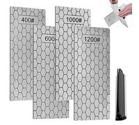 4 Pezzi Pietra per Affilare Diamantata con Guida Angolare e Base Antiscivolo, Pietra Affilacoltelli Professionale 400-1200 Grana per Coltelli da Cucina
