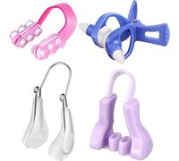 4 Pezzi Pinze per naso Pinze per naso in silicone per sollevamento naso, ponte nasale dimagrante clip set di strumenti clip di bellezza per le donne (viola, rosa, blu, trasparente)