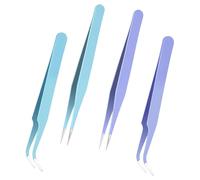 4 Pezzi Pinzette Adesive in Acciaio Inox Pinzette con Punta Diritta e Curva Strumento Applicatore di Ciglia per Adesivi Scrapbooking Creazione di Gioielli