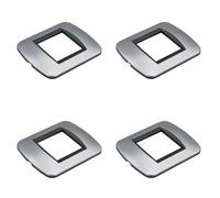 4 Pezzi Placca Plastica Ovale, 2 Moduli Posti Per Scatola 502, Compatibile Con Bticino Living Light, Colore Grigio/Silver, Serie MBL