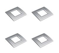 4 Pezzi Placca Plastica Quadrata, 2 Moduli Posti Per Scatola 502, Compatibile Con Bticino Living Light, Colore Grigio/Silver, Serie MBL