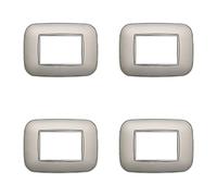 4 Pezzi Placche Compatibile Con Bticino Axolute, Placche Plastica Ovale (3 Posti/Moduli,Silver)