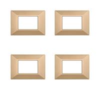 4 Pezzi Placche Compatibile Con Bticino Axolute, Placche Plastica Quadrata, Stile Piramide (3 Posti/Moduli,Oro)