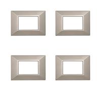 4 Pezzi Placche Compatibile Con Bticino Axolute, Placche Plastica Quadrata, Stile Piramide (3 Posti/Moduli,Titanio)