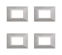 4 Pezzi Placche Compatibile Con Bticino Axolute, Placche Plastica Quadrata, Stile Piramide (3 Posti/Moduli,Silver)