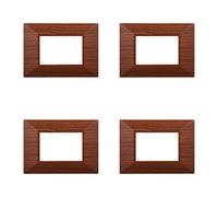 4 Pezzi Placche Compatibile Con Bticino Axolute, Placche Plastica Quadrata, Stile Piramide (3 Posti/Moduli,Radica)