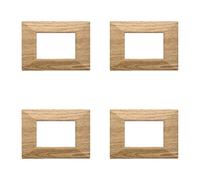 4 Pezzi Placche Compatibile Con Bticino Axolute, Placche Plastica Quadrata, Stile Piramide (3 Posti/Moduli,Legno Scuro)