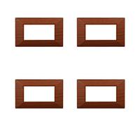 4 Pezzi Placche Compatibile Con Bticino Axolute, Placche Plastica Quadrata, Stile Piramide (4 Posti/Moduli,Radica)