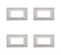 4 Pezzi Placche Compatibile Con Bticino Axolute, Placche Plastica Quadrata, Stile Piramide (4 Posti/Moduli,Silver)