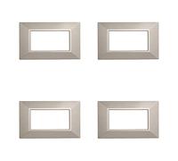 4 Pezzi Placche Compatibile Con Bticino Axolute, Placche Plastica Quadrata, Stile Piramide (4 Posti/Moduli,Titanio)
