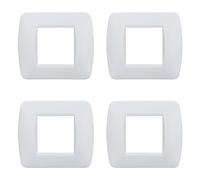4 Pezzi Placche Compatibile Con Bticino Living, Placcche Plastica Satinato (2 Posti/Moduli,Bianco Satinato)