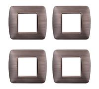 4 Pezzi Placche Compatibile Con Bticino Living, Placcche Plastica Satinato (2 Posti/Moduli,Bronzo Satinato)
