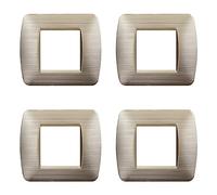 4 Pezzi Placche Compatibile Con Bticino Living, Placcche Plastica Satinato (2 Posti/Moduli,Oro Satinato)