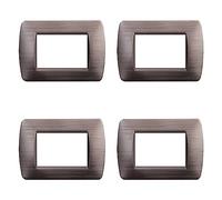 4 Pezzi Placche Compatibile Con Bticino Living, Placcche Plastica Satinato (3 Posti/Moduli,Bronzo Satinato)
