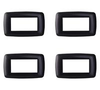 4 Pezzi Placche Compatibile Con Bticino Living, Placche Plastica Bombata (4 Posti/Moduli,Acciaio Scuro)