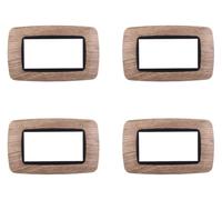 4 Pezzi Placche Compatibile Con Bticino Living, Placche Plastica Bombata (4 Posti/Moduli,Legno Chiaro)
