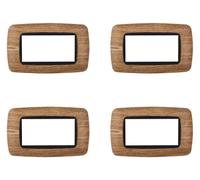 4 Pezzi Placche Compatibile Con Bticino Living, Placche Plastica Bombata (4 Posti/Moduli,Legno Scuro)