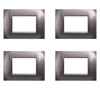 4 Pezzi Placche Compatibile Con Bticino Living, Placche Plastica Quadrata (3 Posti/Moduli,Titanio)