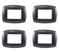 4 Pezzi Placche Compatibile Con Bticino Living, Placche Slim Plastica (3 Posti/Moduli,Acciaio Scuro)