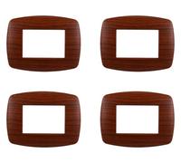 4 Pezzi Placche Compatibile Con Bticino Living, Placche Slim Plastica (3 Posti/Moduli,Radica)