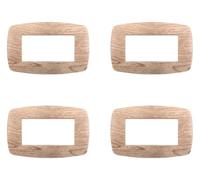 4 Pezzi Placche Compatibile Con Bticino Living, Placche Slim Plastica (4 Posti/Moduli,Legno Chiaro)