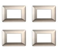 4 Pezzi Placche Compatibile Con Bticino Matix, Placche In Plastica (3 Posti/Moduli,Titanio)