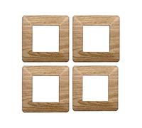 4 Pezzi Placche Compatibile Con Vimar Plana, Placche In Plastica (2 Posti/Moduli,Legno Scuro)