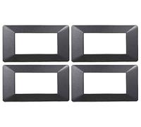 4 Pezzi Placche Compatibile Con Vimar Plana, Placche In Plastica (4 Posti/Moduli,Acciaio Scuro)