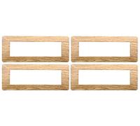 4 Pezzi Placche Compatibile Con Vimar Plana, Placche In Plastica (7 Posti/Moduli,Legno Scuro)
