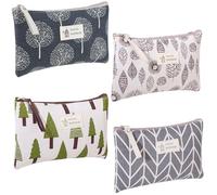 4 Pezzi Pochette Donna Trucchi, Bustina Portatutto Donna, Pochette Trucchi, Borse Per Il Trucco Stampate con Cerniera, Borsa Cosmetica Portatile per Cosmetici Portachiavi Monete Carte Contanti
