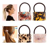 4 Pezzi Polsino a Coda di Cavallo in Acrilico Supporti Decorativi per Fermacoda di Capelli Polsini per Capelli con Guscio di Tartaruga Elastico in Gomma Leopardato Francese