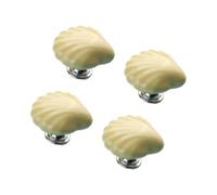 4 Pezzi Pomello Ceramico a Cuore Stile Marino per Mobile e Cassetto | Base Solida, Resistente All’usura e Poco Fragile, Finitura Gialla, per Vetro e Ante