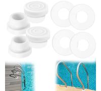 4 pezzi Pool Ladder Bumpers for Inground Pool, 4 pezzi scaletta in gomma per piscina tappo interno per piscina sotterranea anello foro bocchetta parti scaletta piscina, adatto per tubi ID 1,9"(Bianco)
