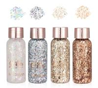 4 pezzi Popolari Colori Glitter Gel, Mermaid Sequins Chunky Glitter Liquid Gel Viso, Glitter Face Body Trucco Glitter per Masquerade Party (4 colori popolari)