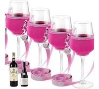 4 pezzi Porta Bicchiere Di Vino Per Il Collo, Porta Bicchieri da Vino Portatile, Cordini Di Bicchiere Di Vino Regolabili, Porta Bicchieri da Vino per gli Amanti del Vino, per Natale, Matrimoni, Feste