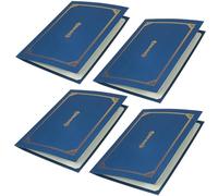 4 Pezzi Porta Certificati A4 Blu Bordo Oro, Cartella Elegante | Protegge Attestati e Documenti Importanti, Carta Blu, Uso Scuola e Casa, Finitura Raffinata