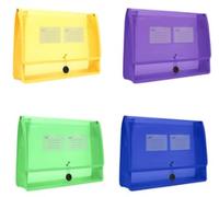 4 Pezzi Porta Documenti A4, Cartellina Portadocumenti Espandibile in Plastica con Bottone a Pressione e Chiusura Elastica, Impermeabile per Scuola Ufficio Casa - 4 Colori (Blu, Giallo, Verde, Viola)